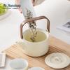 Nanshan Mr. Cloud Dyeing Ceramic Teapot with Walnut Lifting Handle