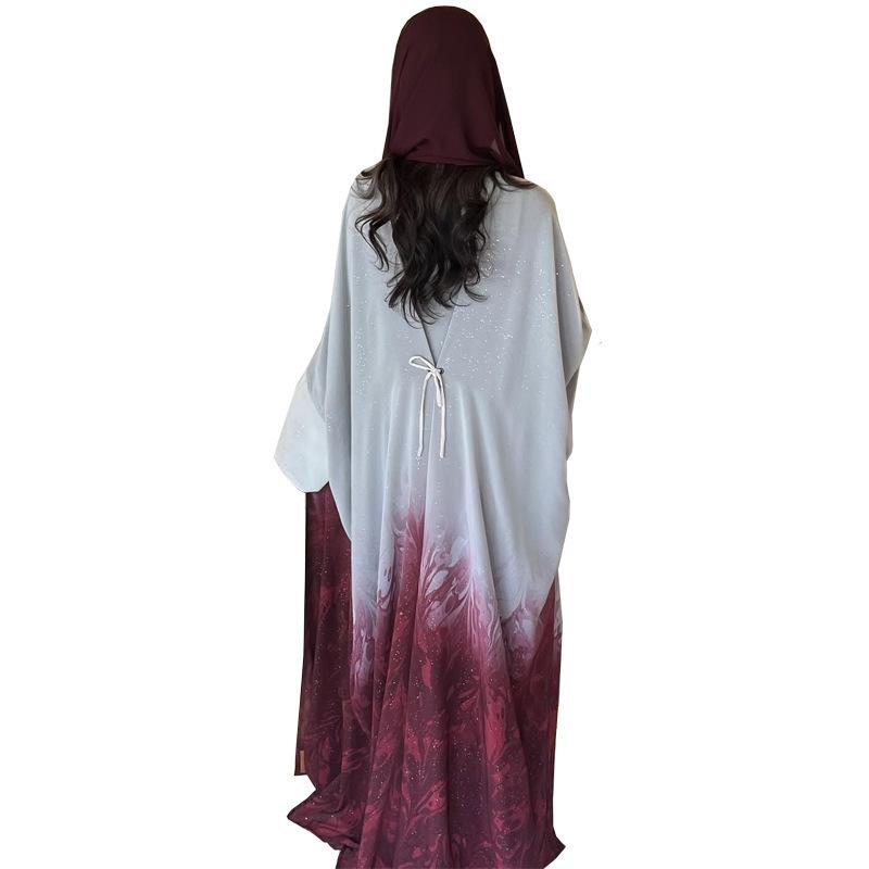 Verlaufend Glänzender Sommer Abaya Cardigan Robe 2025 - Lange Modische Überwurf Oberbekleidung