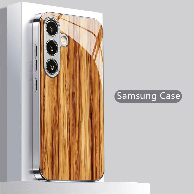 Light Yellow Wood Grain Pattern 2D Phone Case for Samsung S26 S25 S24 S23 S22 S21 S20 A56 A36 A16 - Glass Protective Cover