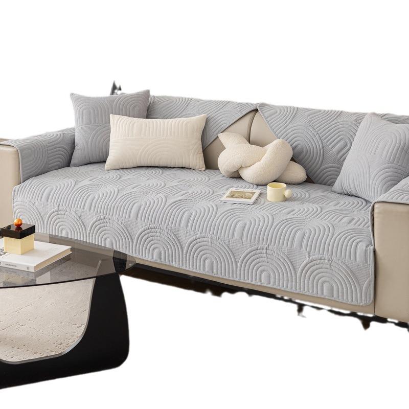Chenille Quilted Sofa Cushion Four Seasons Universal Non-slip Leather Sofa Cover Cover Thickened Three People Cushion Cover Cloth