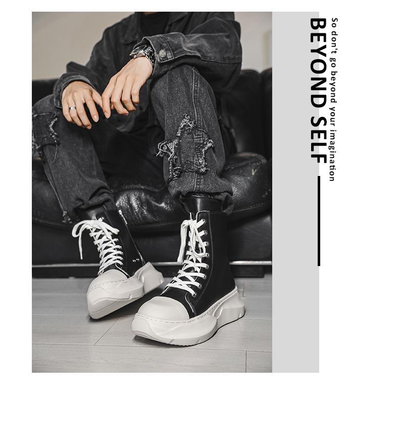 2025 Men's High-Top Thick-Soled Zipper Martin Boots - Fashionable and Versatile Autumn Footwear