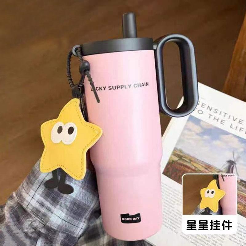 Water bottle Twilight thermos cup Large capacity water cup High grade stainless steel ice cup Straw cup