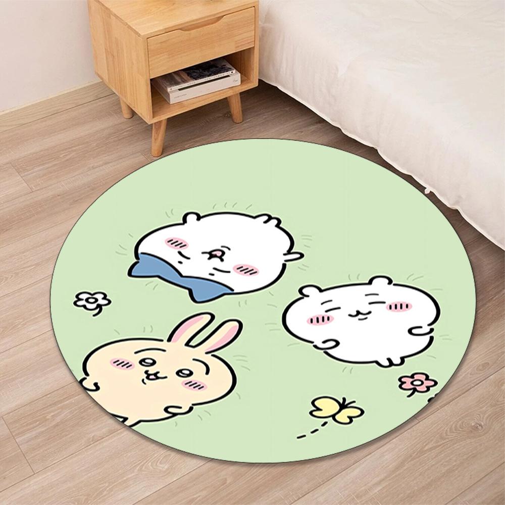 Usagi Printed Round Rug Carpet Chair Rug Area Rug Entryway Doormats,for Office Chair Living Room Bedroom Kitchen Room.