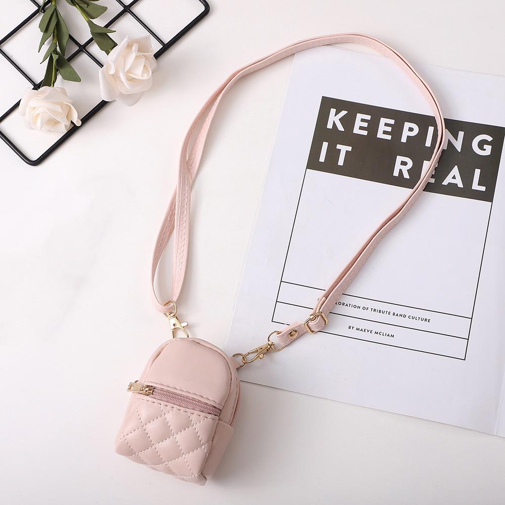 Backpack Shape PU Mini Coin Purse with Keychain PU Small Wallet  Headphone