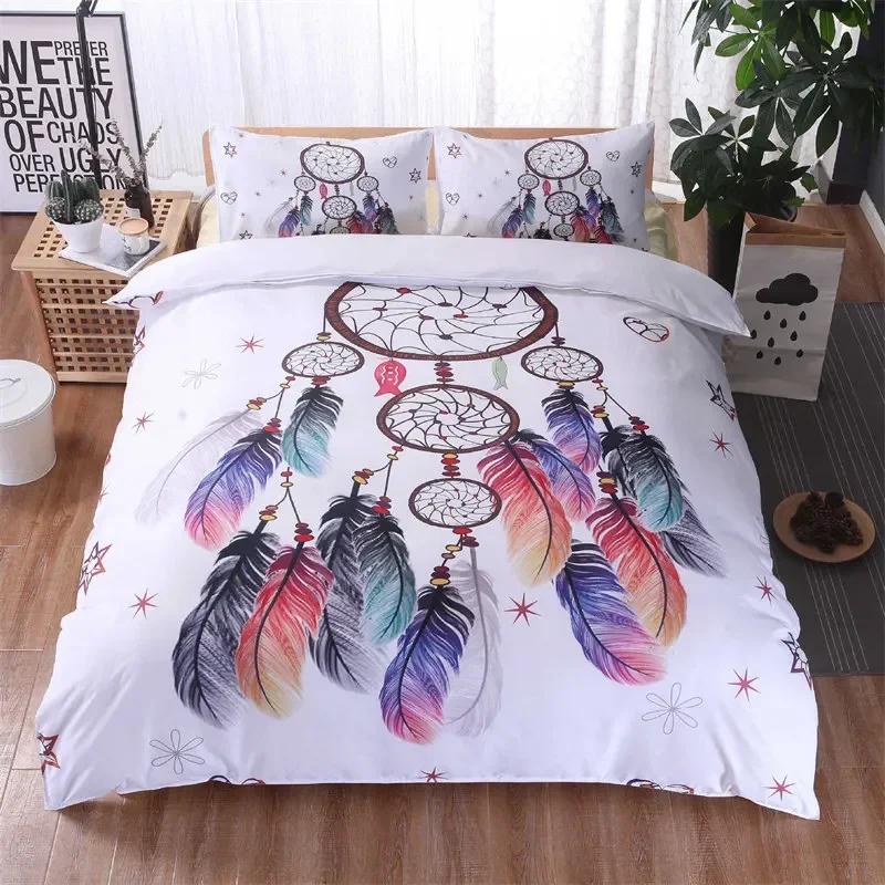 Luxury New 3D Print Dreamcatcher Duvet Cover Bohemia Mandala Feathers Bedding Set Microfiber Exotic Floral Cover King