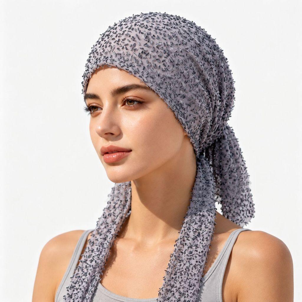 Stylish Womens Glitter Mesh Headscarf Cap With Sun Protection For Summer And Winter Wear