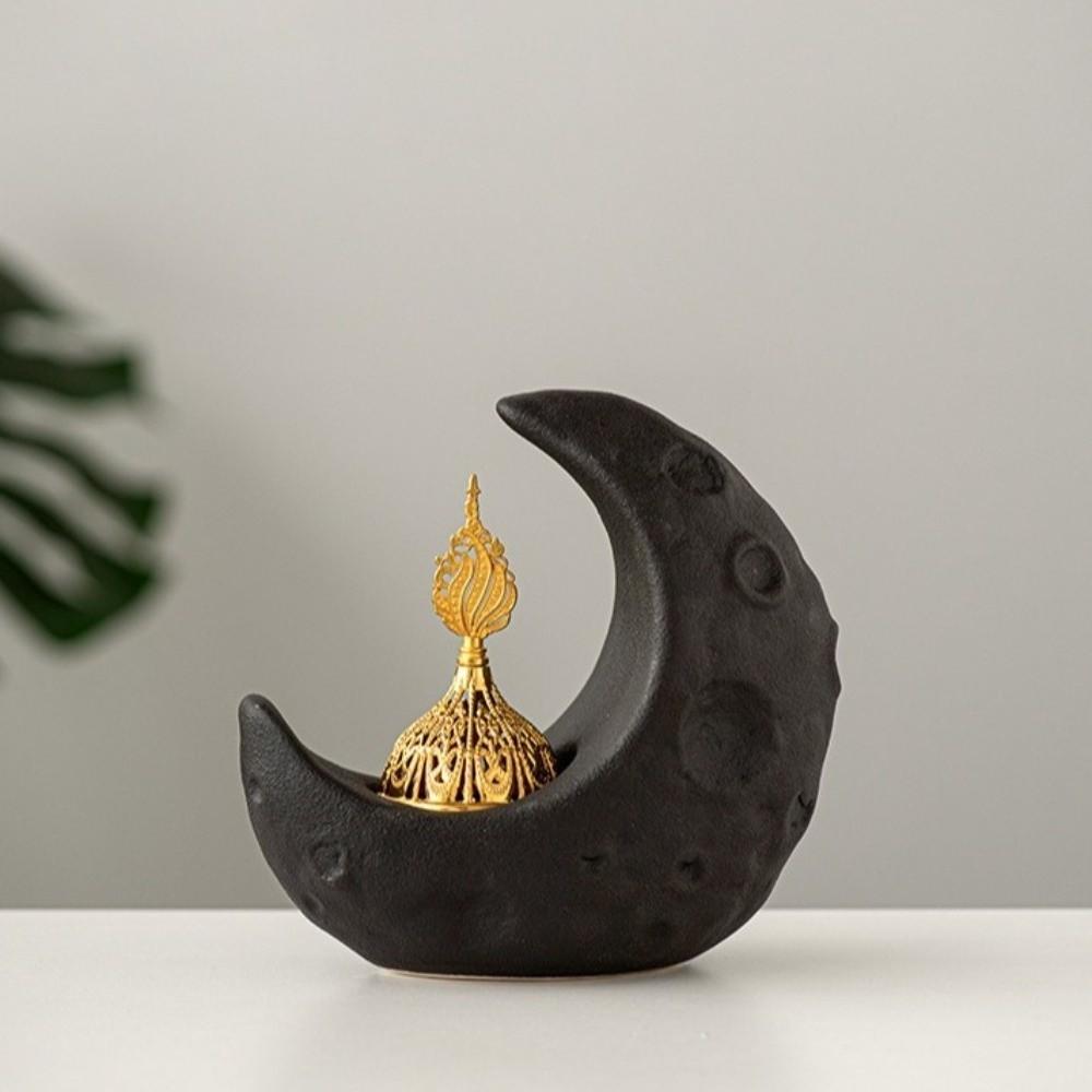 Ceramic Moon-Shaped Incense Burner Light Luxury Arabic Incense Burner Aromatherapy Stove  Yoga
