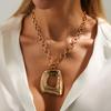 SHIXIN Punk Style Hollow Out Square Pendant Necklace for Women Retro Geometry Pendant Choker Lady Clavicle Chain Party Jewelry