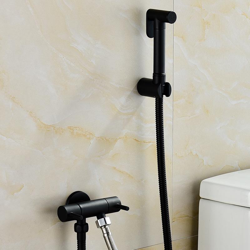 Brass Black Handheld Bidet Sprayer Set Spray Gun Shower Handheld Toilet Bidet Faucet Portable Bidet Sprayer Shower Set