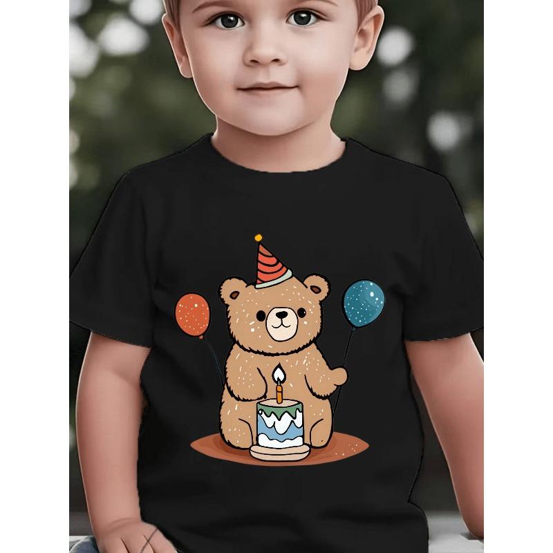 Boys Crewneck Short Sleeve T-Shirt, Cartoon Print Casual Top for Spring Summer Autumn