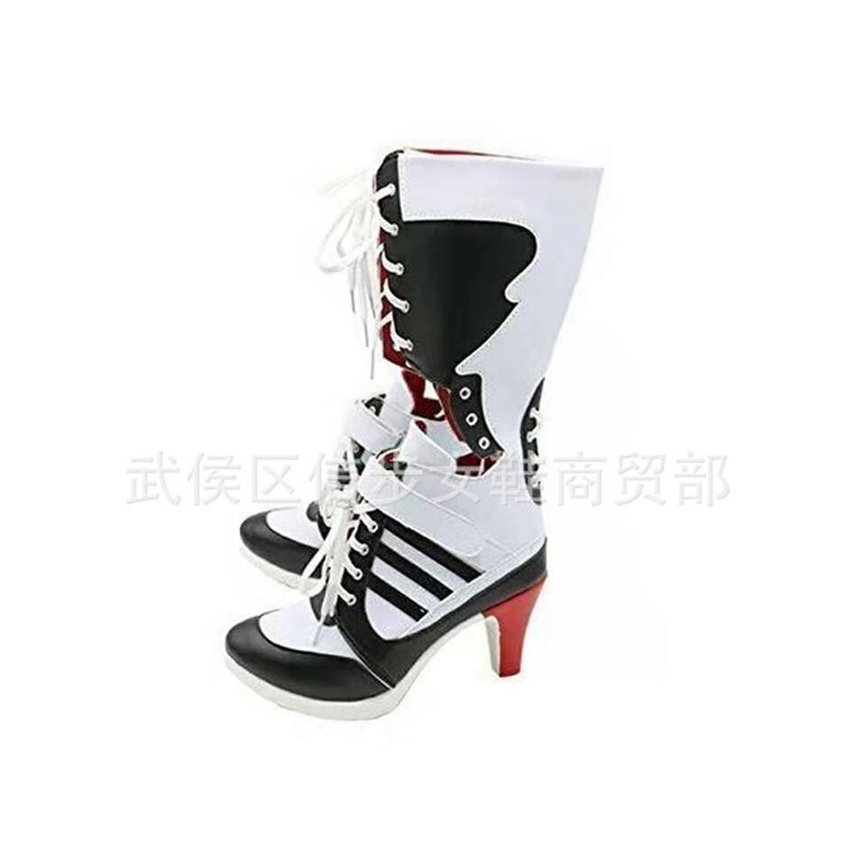 Suicide Squad Clown  Hollow Martin Boots Cosplay Lace-Up Color Matching  Large Size Medium Boots Single Boots