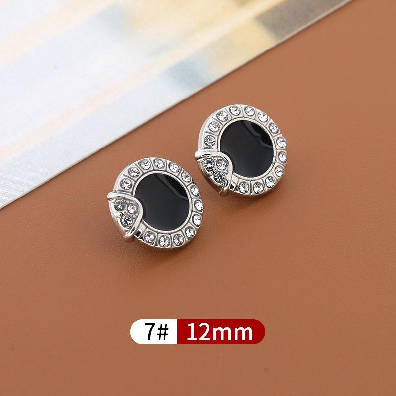 

10 шт. металлических пуговиц для рубашек с бриллиантами, женская одежда, нежные с бриллиантовыми пуговицами, универсальные манжеты для рубашек, вырез, высококачественные пуговицы 7 #* Size as shown * Round
