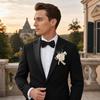 Yousheng White Rose Wedding Boutonniere, Elegant Wrist Corsage, European Style Silk Flower for Bride Groom Bridesmaid Groomsman Parents