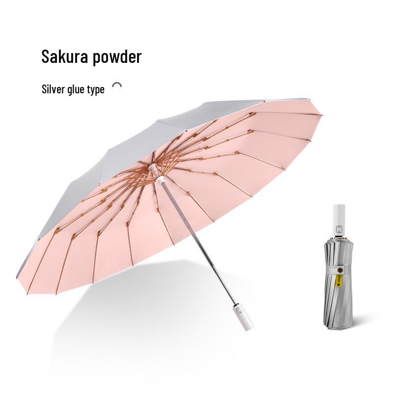 Retro 16-Bone Automatic Sun & Rain Parasol: Cooling, Anti-UV, Folding, Dual-Use Umbrella for Women
