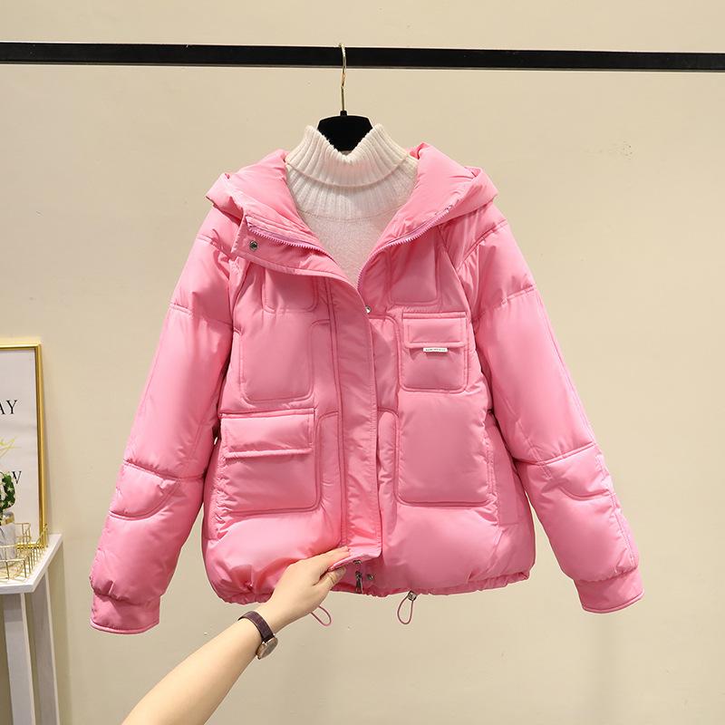 New Hooded Cotton-padded Jacket Women's Multi-pocket Cotton-padded Jacket Winter Bread Short Coat