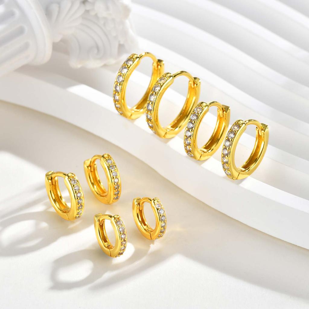 Exquisite Minimal Cubic Zircon Hoop Earrings, Metal Small Huggie Earrings for Women, Hypoallergenic Fashion Piercing Jewelry
