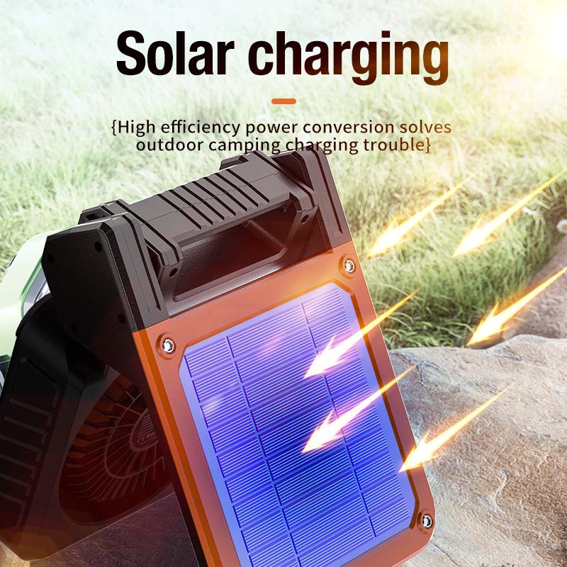 Outdoor camping fan portable USB tent lighting LED multifunctional Amazon camping solar electric fan