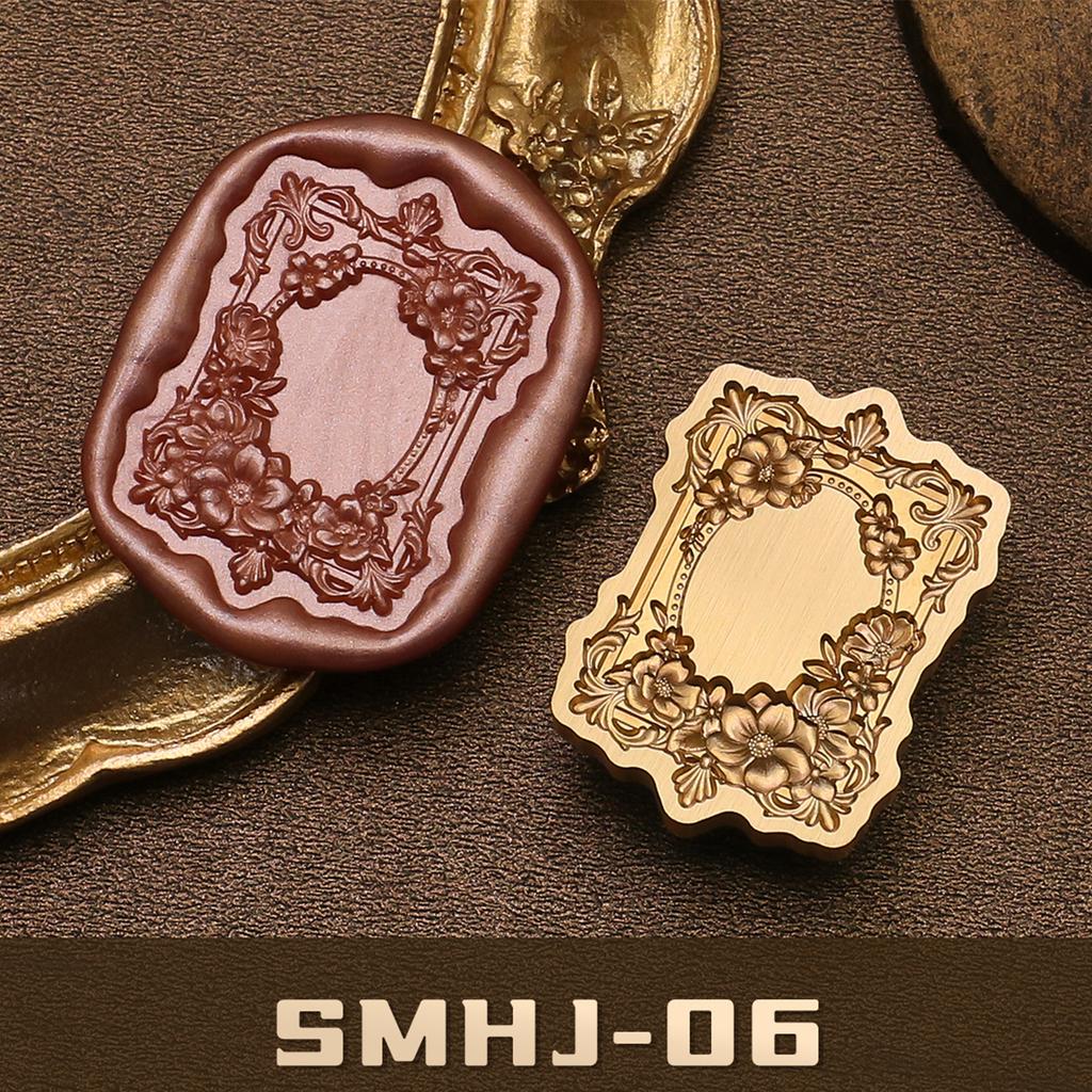 Solid Brass Wax Seal Stamp Head  3D Embossed Wax Sealing Stamp Flower Frame for Personalizing Stationery