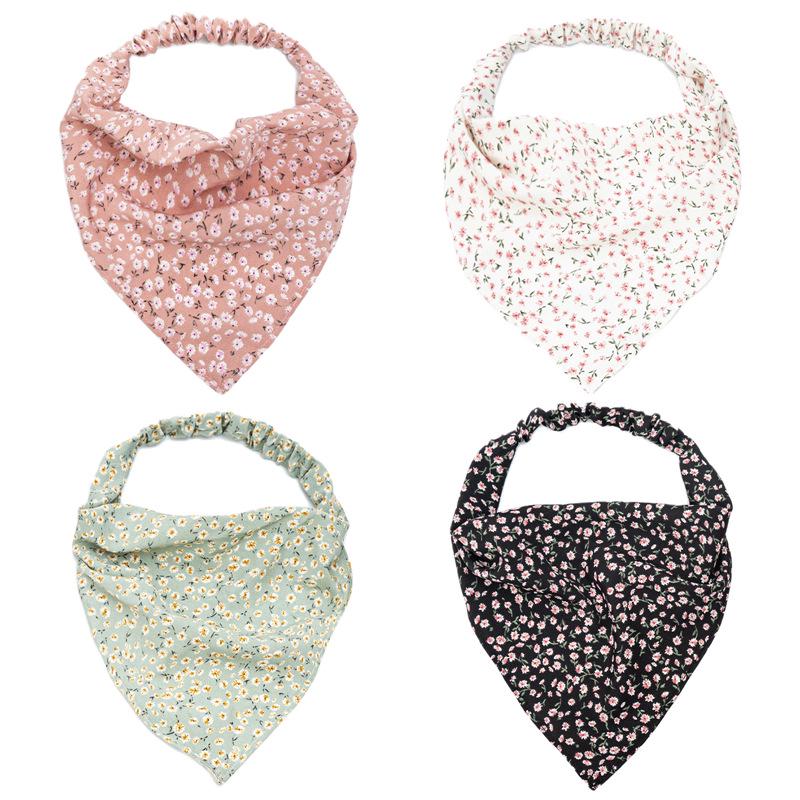 Three States 2025 Women's Thin Floral Headband Scarf: Elastic European & American Triangle Hair Accessory