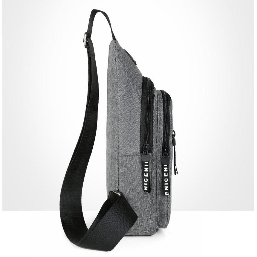 Mens Chest Bag Pack Sport Waterproof Casual Daypack with Earphones Cable Hole Shoulder for