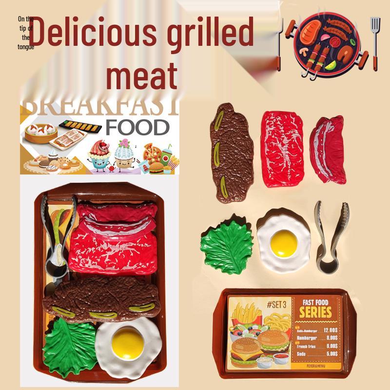 Kids Kitchen Play Set: Steamer, Hamburger, Pizza, and Simulated Food Toys