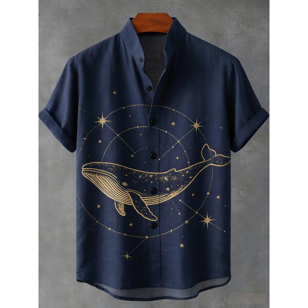 2026 Men's New Fun Short-Sleeved Shirt Turtle Octopus Whale 3D HD Printed Shirt Hawaiian Vacation Social Men's Clothing