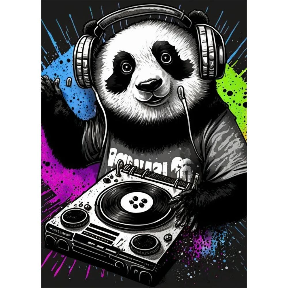 Pop Art Colorful Neon Animals DJ Music Poster Aesthetic Capybara Cat Dog Panda Rabbit Canvas Print Wall Art Mural Room Decor
