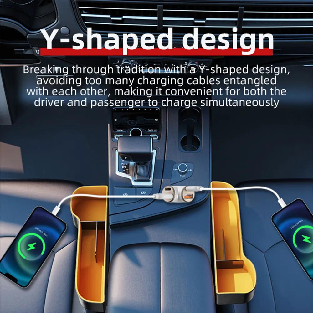 Fast Charger 4 Ports PD USB 240W Super Car Charger Phone Type-C Adapter Quick Charging in Car for iPhone 14 15 Pro/Max Samsung