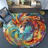 Abstract Goat and Lion Round Area Rug,Carpet Rug for Living Room Bedroom Sofa Playroom Decor,Non-slip Floor Mat