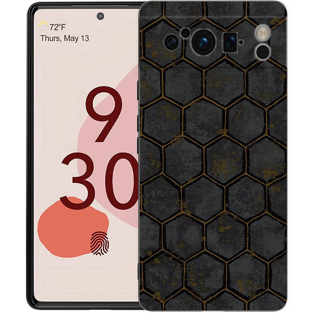 

Honeycomb Pattern Phone Case For Google Pixel 10 9 8 7 Pro 9A 8A 7A 6A 6 Pro XL Soft TPU Bumper Black Cover Pixel 10 Pro XL