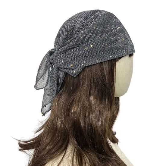 Sequin Headscarf, Multi-Purpose Turban Headband Square Scarf, Adjustable Strap Bohemian Style Head Wrap for Travel Vacation