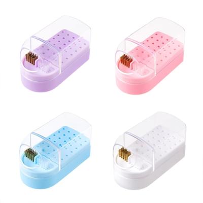 2 In 1 30 Holes  Nail Drill Bits Holder & Nail Drill Bits Cleaning Brush Case Nail Drill Bits Cleaner Manicure Tools