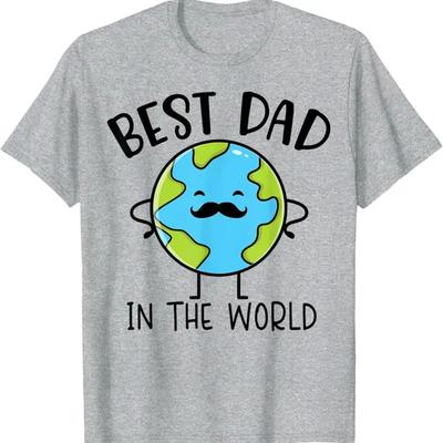 Best Dad In The World Earth Father Day Graphic TShirt Unisex Short Sleeve Crew Neck Tee