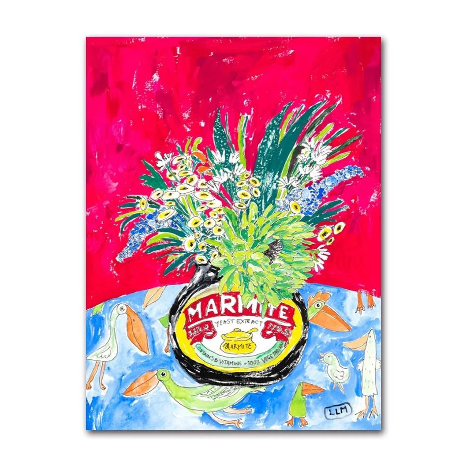 Nordic Flower Leaf Colorful Vase Art Print Wall Poster Canvas Painting Retro Picture Modern Home Decor Bedroom Decoration