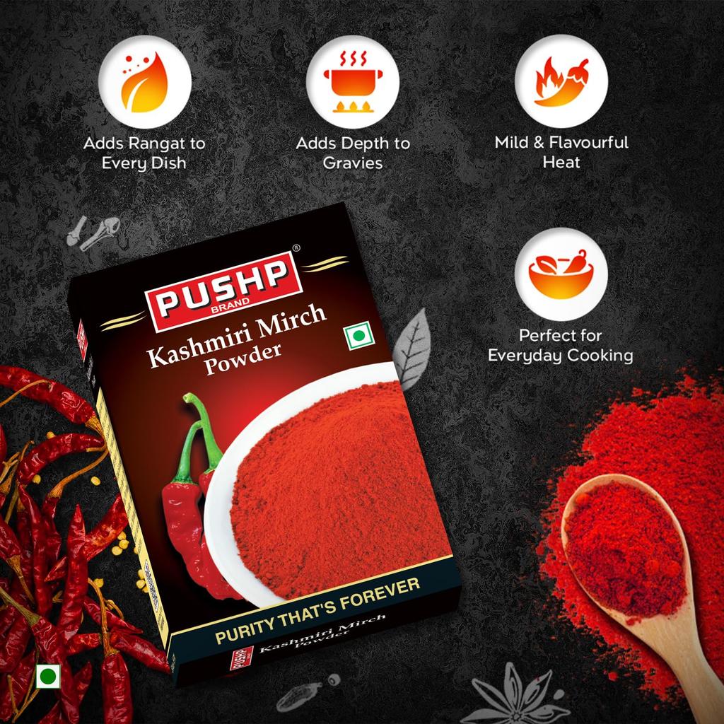 Pushp Merk Kashmiri Rode Chilipoeder Authentiek Indiaas Kruid Voor Rijke Kleur En Smaak 50g Pak Van 1 Natuurlijke Smaak