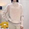 Women's Premium Soft Knit Wool Sweater, High Neck, Loose Fit, Gold Thread, Thick Layer, Autumn/Winter Fashionable Wear.