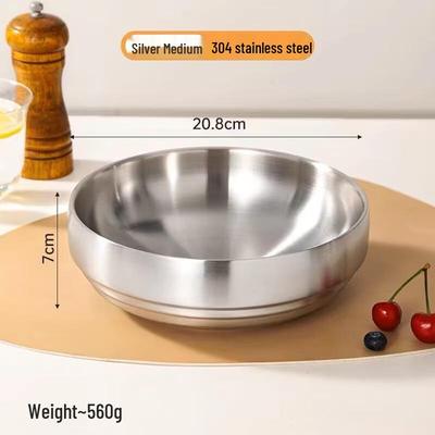 Korean Style 304 Stainless Steel Double-Layer Noodle Bowl