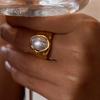 Yori Fashion Imitation Pearl Hammer Ring Women 18K PVD Plated Waterproof Summer Jewelry Accessories 2025 Gift
