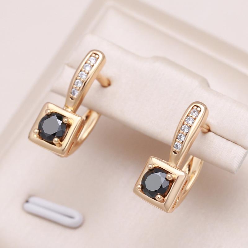New Simple Natural Zircon Square Earrings For Women Daily Fine Jewelry  Rose Gold Color English Lock Clip Earrings