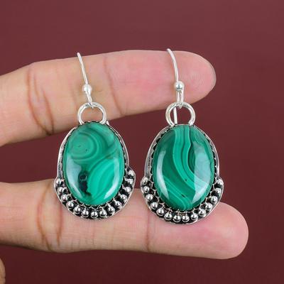 Brinco de malaquita Brincos de pedras preciosas Brinco de prata esterlina 925 Último design de joias Brinco de gota feito à mão Jóias de malaquita Presentes para a mãe