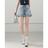 TERRE BLEUE Rhinestone Denim Shorts