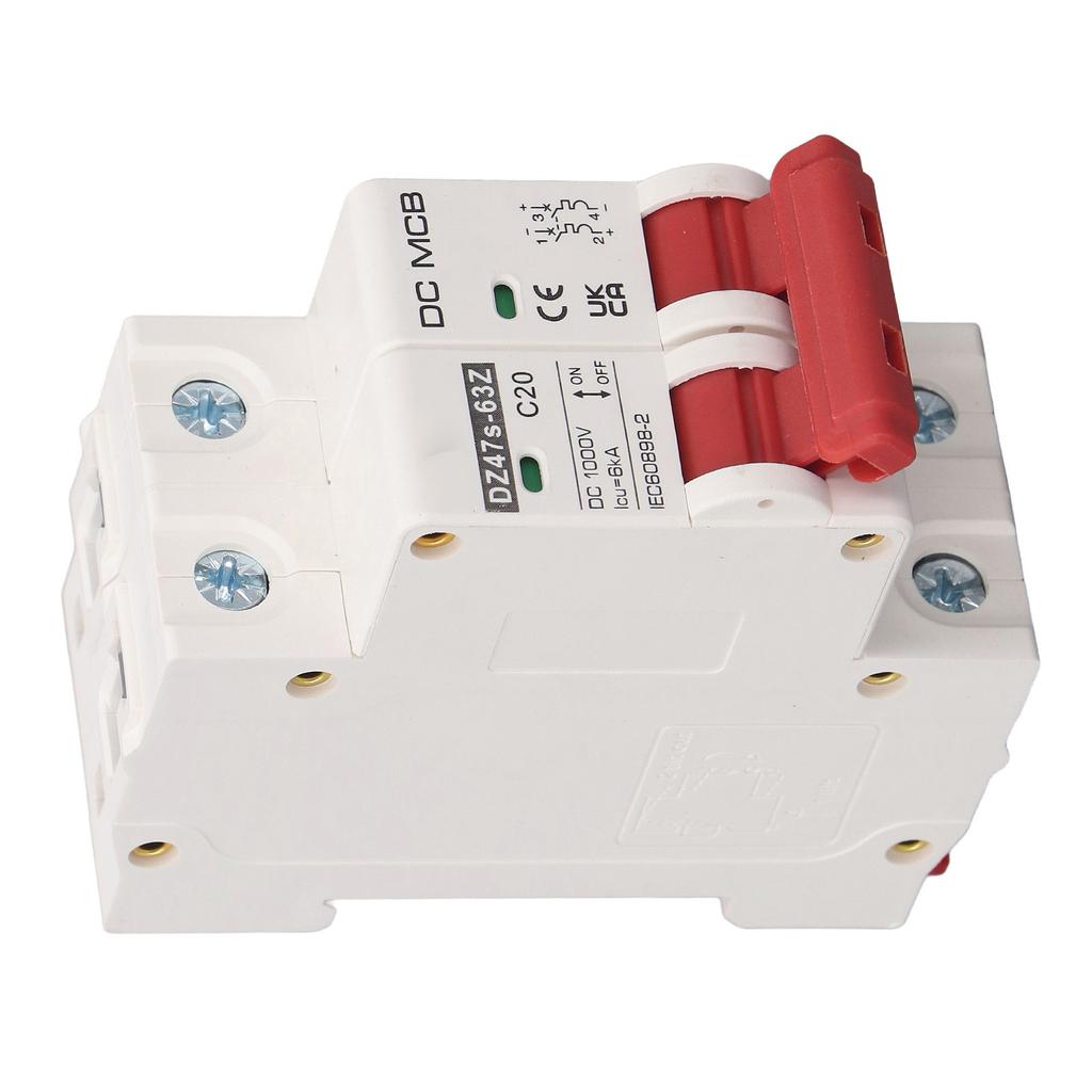 Miniature Circuit Breaker 2P Breaking Capacity 6000A 20A Pa66 Housing Photovoltaic Circuit Breaker DC1000V