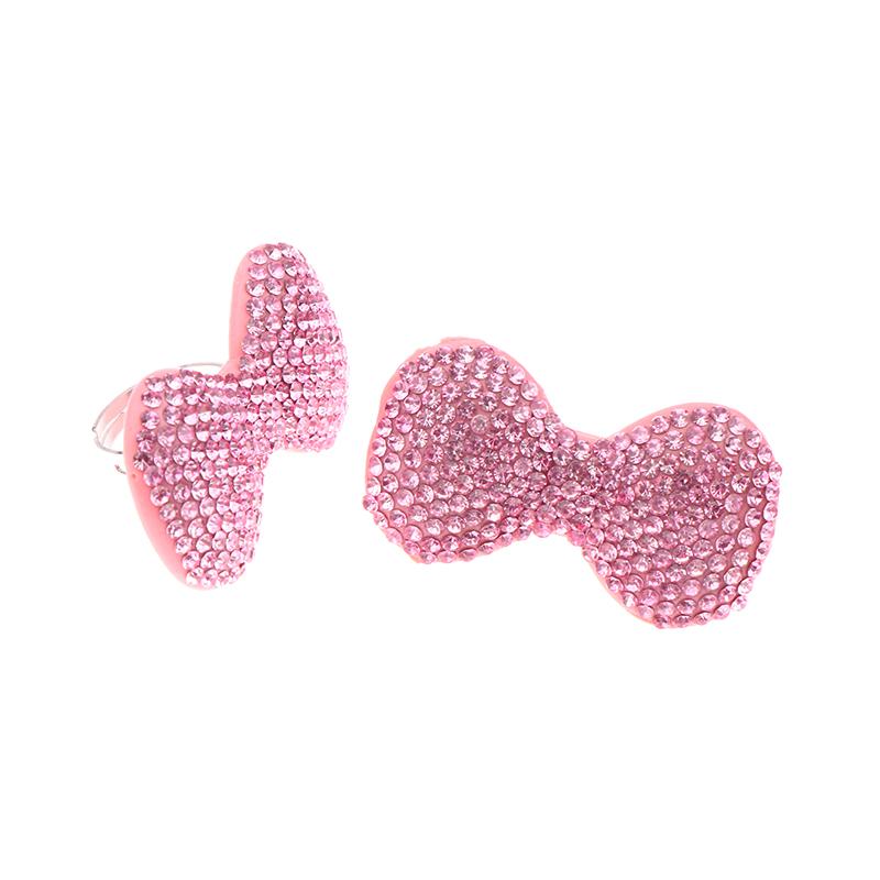 Y2K Sweet Shiny Pink Bow Open Ring For Girls Women Finger Rings Trendy Statement Jewelry Gifts