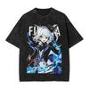 Furina Washed T Shirts Streetwear Hip Hop Vintage T-Shirt Genshin Impact Game Tees Men Women Cotton Oversize Printed