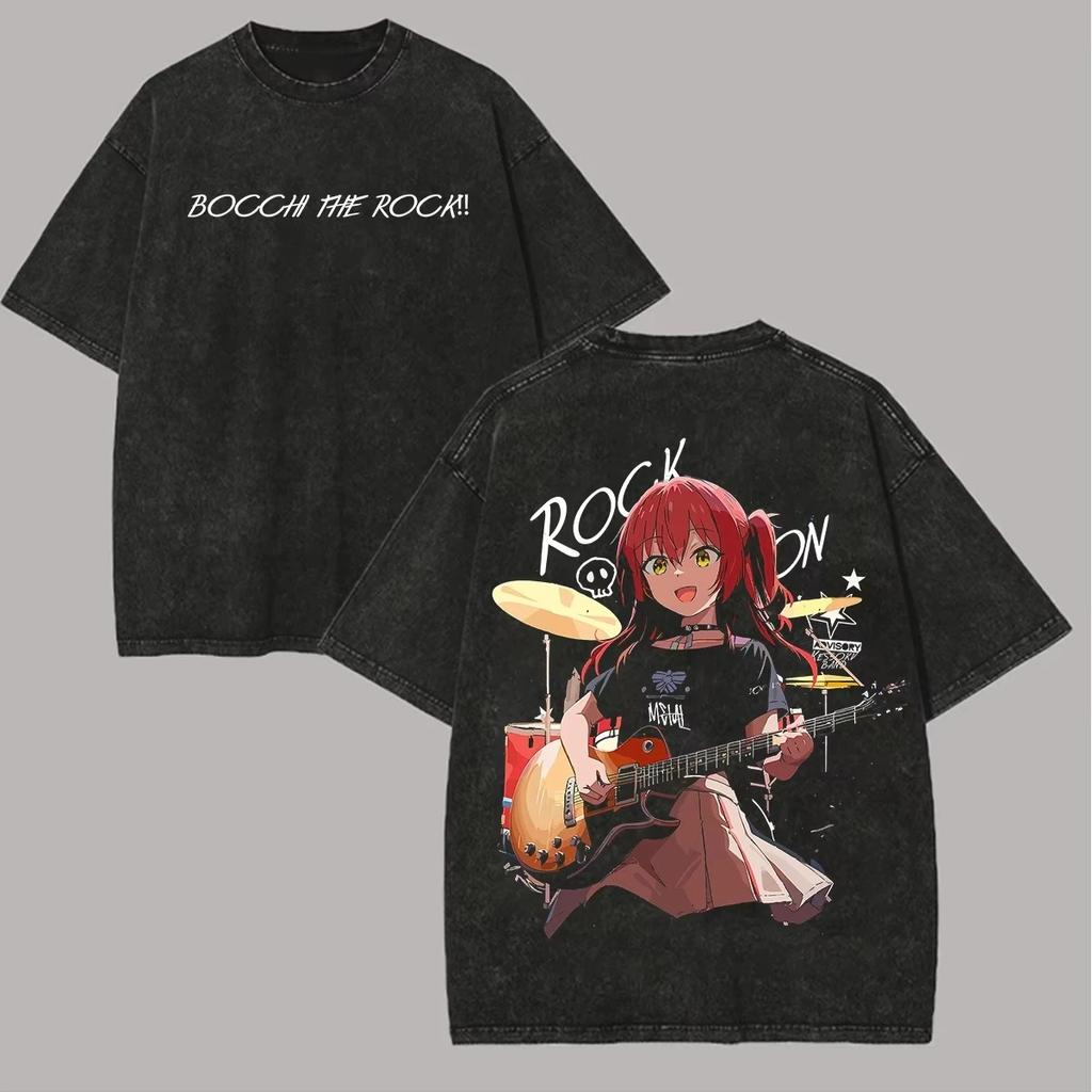 Bocchi the Rock Neues gewaschenes T-Shirt Einzigartige Kleidung Ganzjahres-Unisex Vintage Streetstyle Stilvolles weiches Baumwoll-T-Shirt