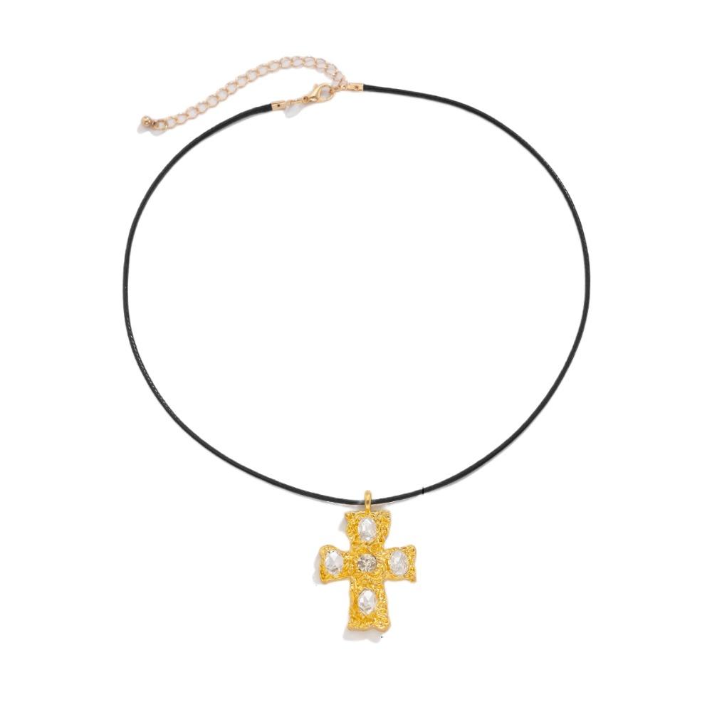 Metal Cross Pendant Necklace Irregular Exaggerated Necklace Jewelry INS Vintage Necklace  Gift
