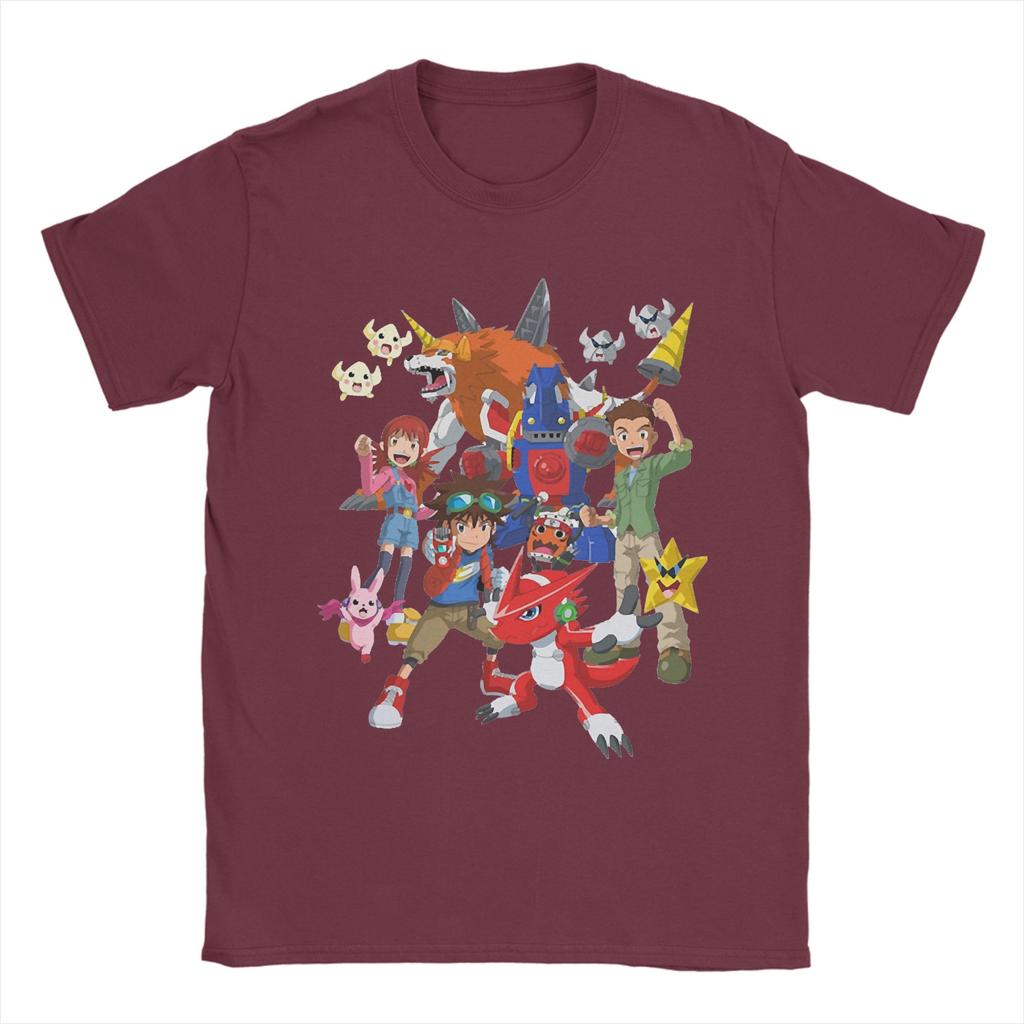 Digimon Anime T Shirt Men Women's 100% Cotton Funny T-Shirt Round Neck Agumon Monster Tees Short Sleeve Clothing Plus Size