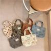 1221 New Corduroy Retro Polka Dot Handbag Cute Smiley Face Hand Carrying Tote Bag Women's Bento Bag