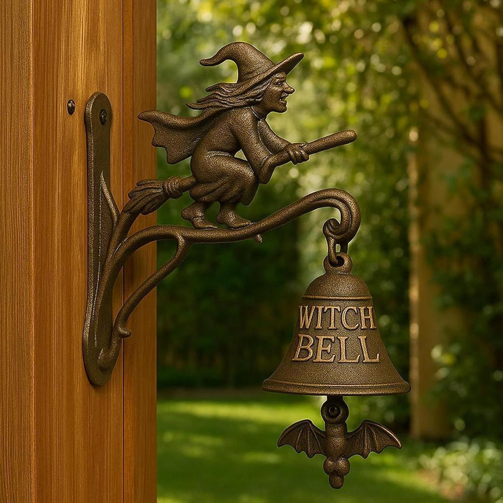 Halloween Witch Doorbell Gothic Witch Decor Hangable Doorbell Garden Decor for Entrance Hallway Shop Retro Witch Doorbell