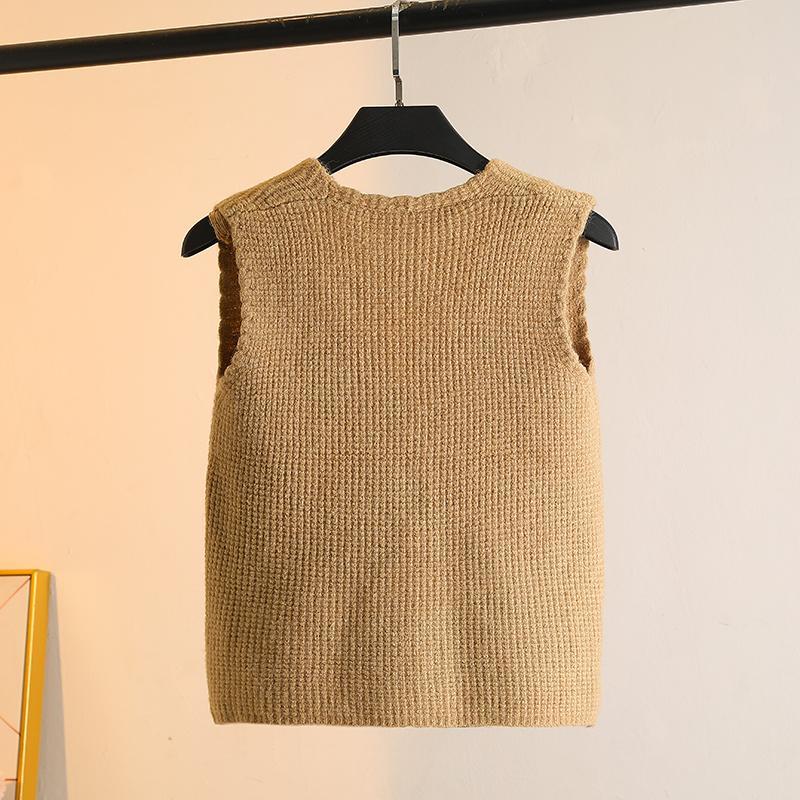 Handgefertigte gestrickte Weste mit Blumenapplikationen, modischer V-Ausschnitt, ärmellose kurze Strickjacke für Frühling und Herbst
